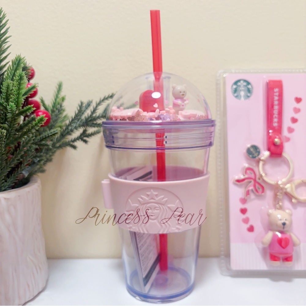 Starbucks Korea Valentine 2019 Bearista Dome Cup with keychain - Picture 3 of 9